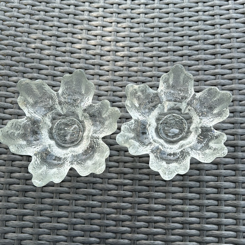 Pair of 1970's Ravenhead "Flair" Glass Candle Holders